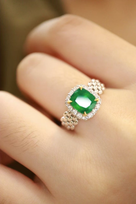 18k emerald ring VVG Muzo color