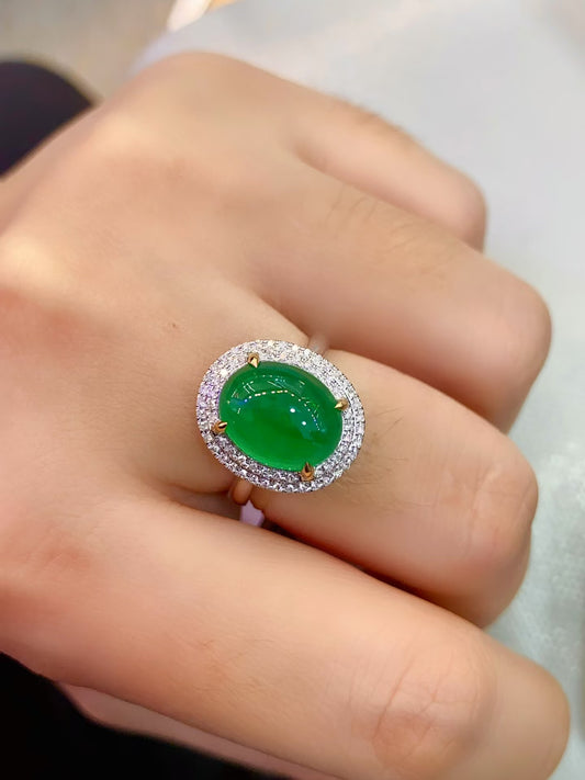 Natural emerald 18K gold ring!