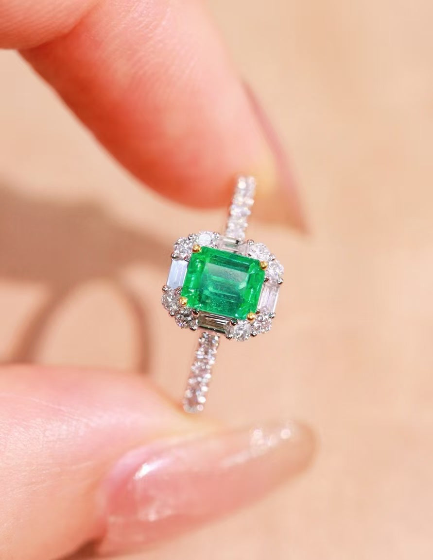 18K Gold Natural Emerald Ring💍