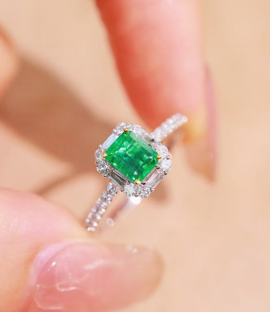 18K Gold Natural Emerald Ring💍