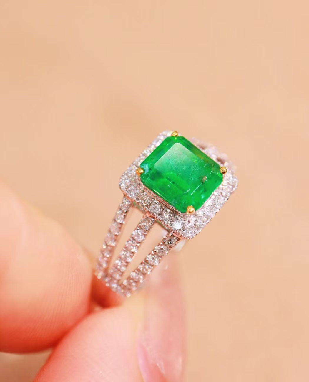 18K gold natural emerald ring💍