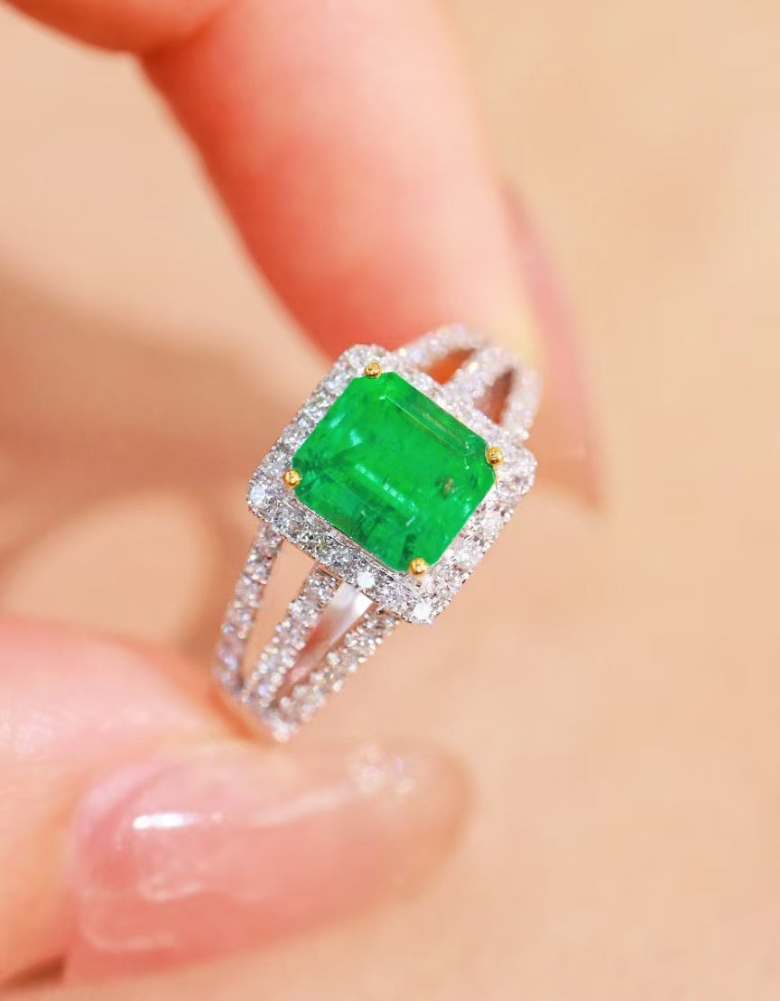 18K gold natural emerald ring💍