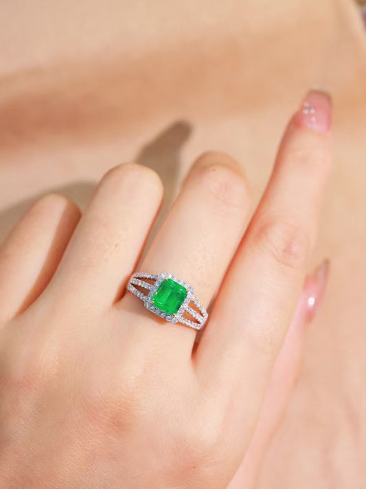 18K gold natural emerald ring💍