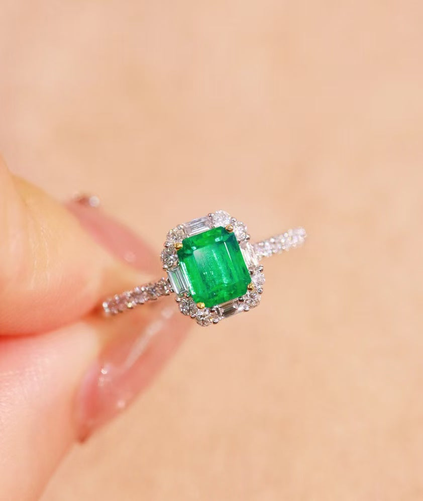 18K gold natural emerald ring💍