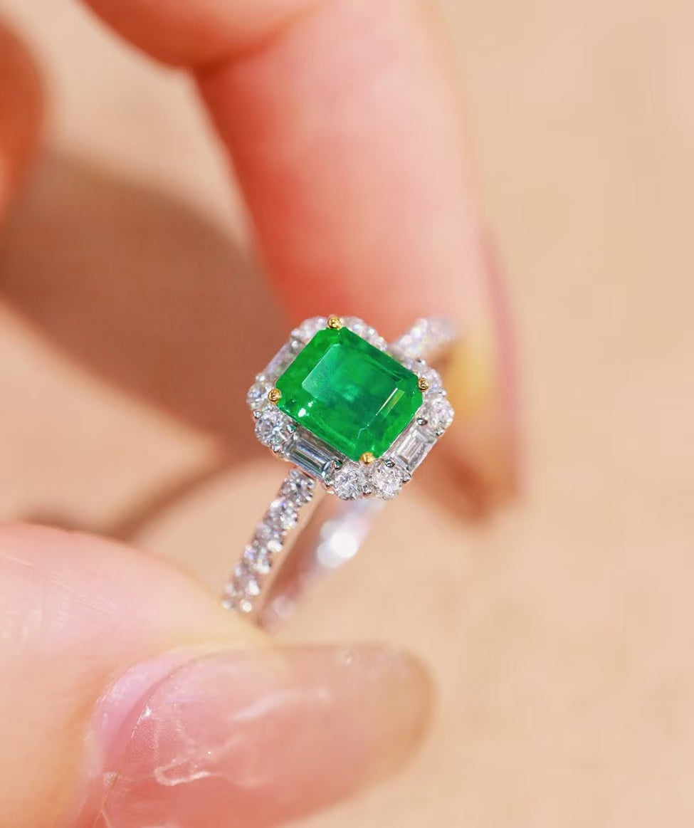 18K gold natural emerald ring💍