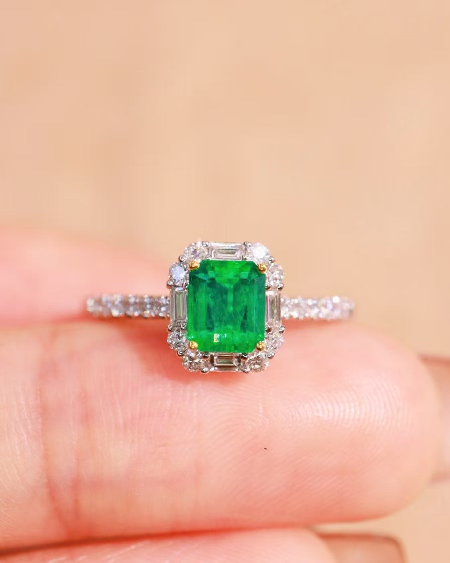 18K gold natural emerald ring💍