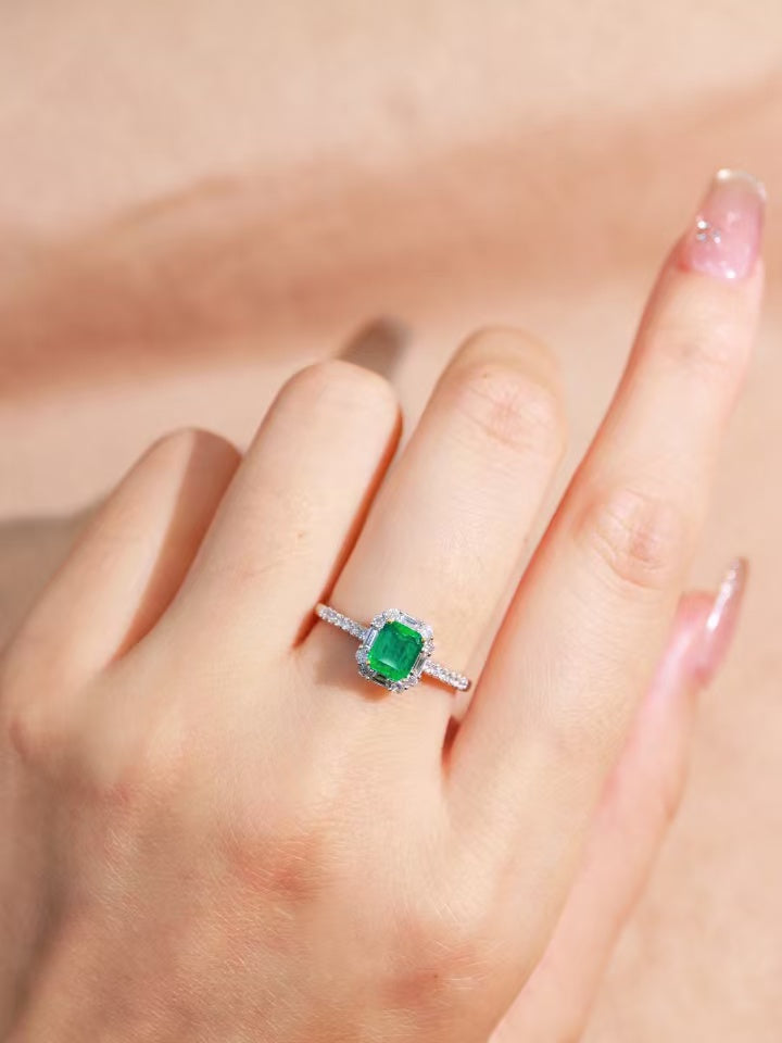 18K gold natural emerald ring💍