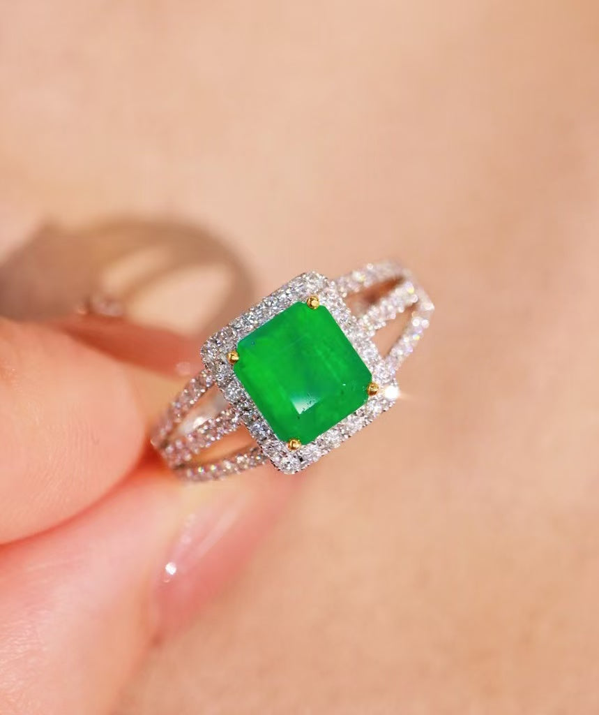 18K gold Colombian emerald ring💍