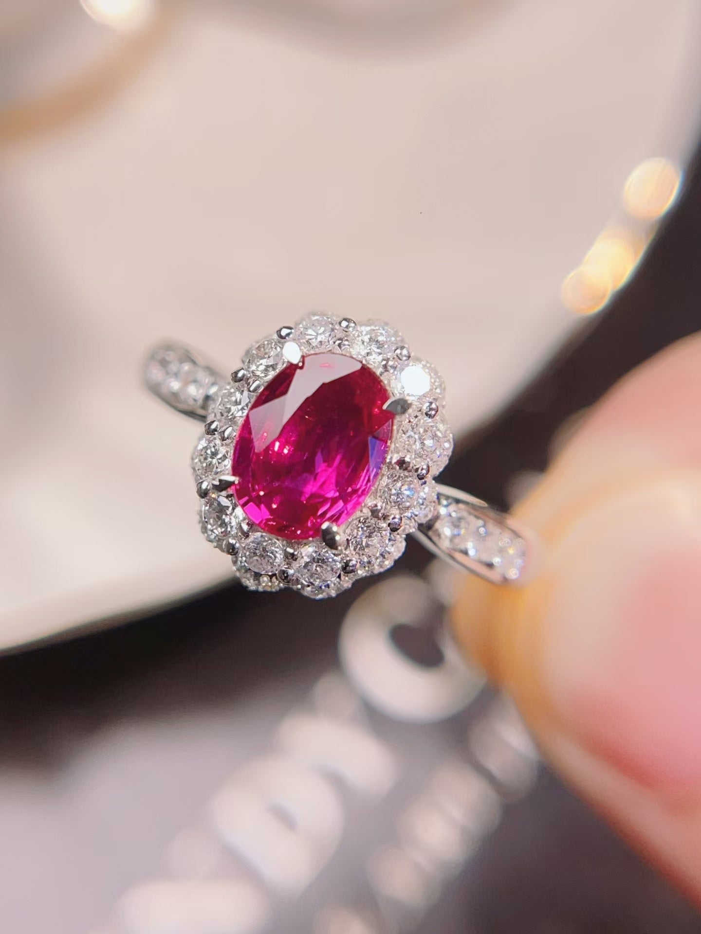 18K gold inlaid natural unheated ruby ring