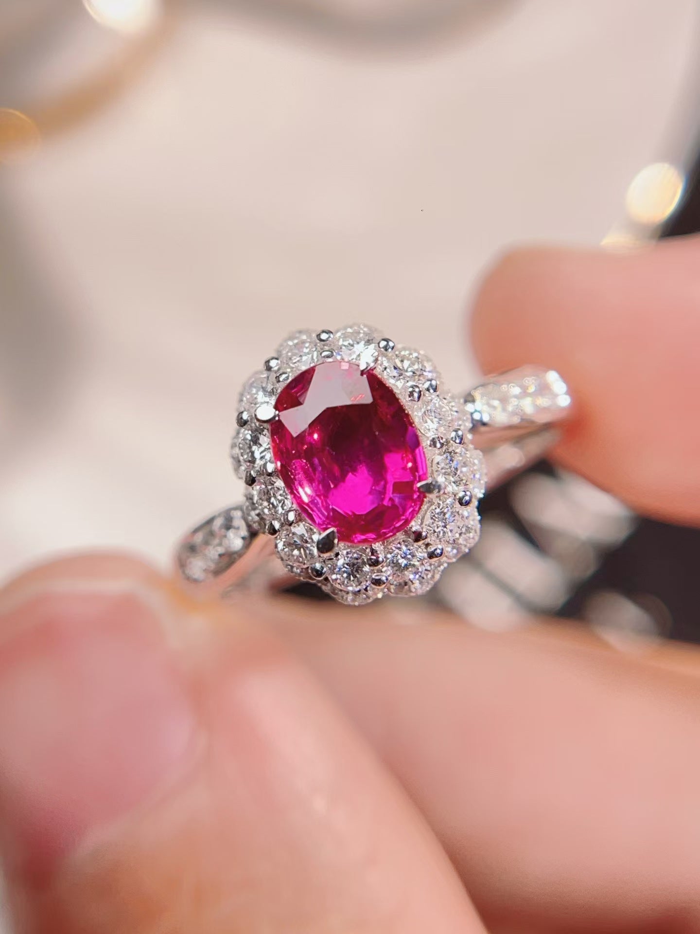 18K gold inlaid natural unheated ruby ring