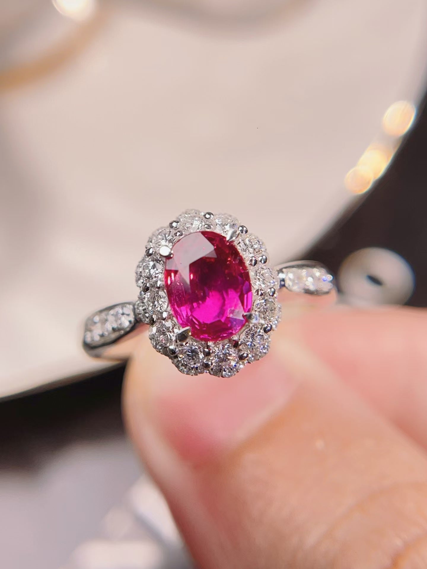 18K gold inlaid natural unheated ruby ring