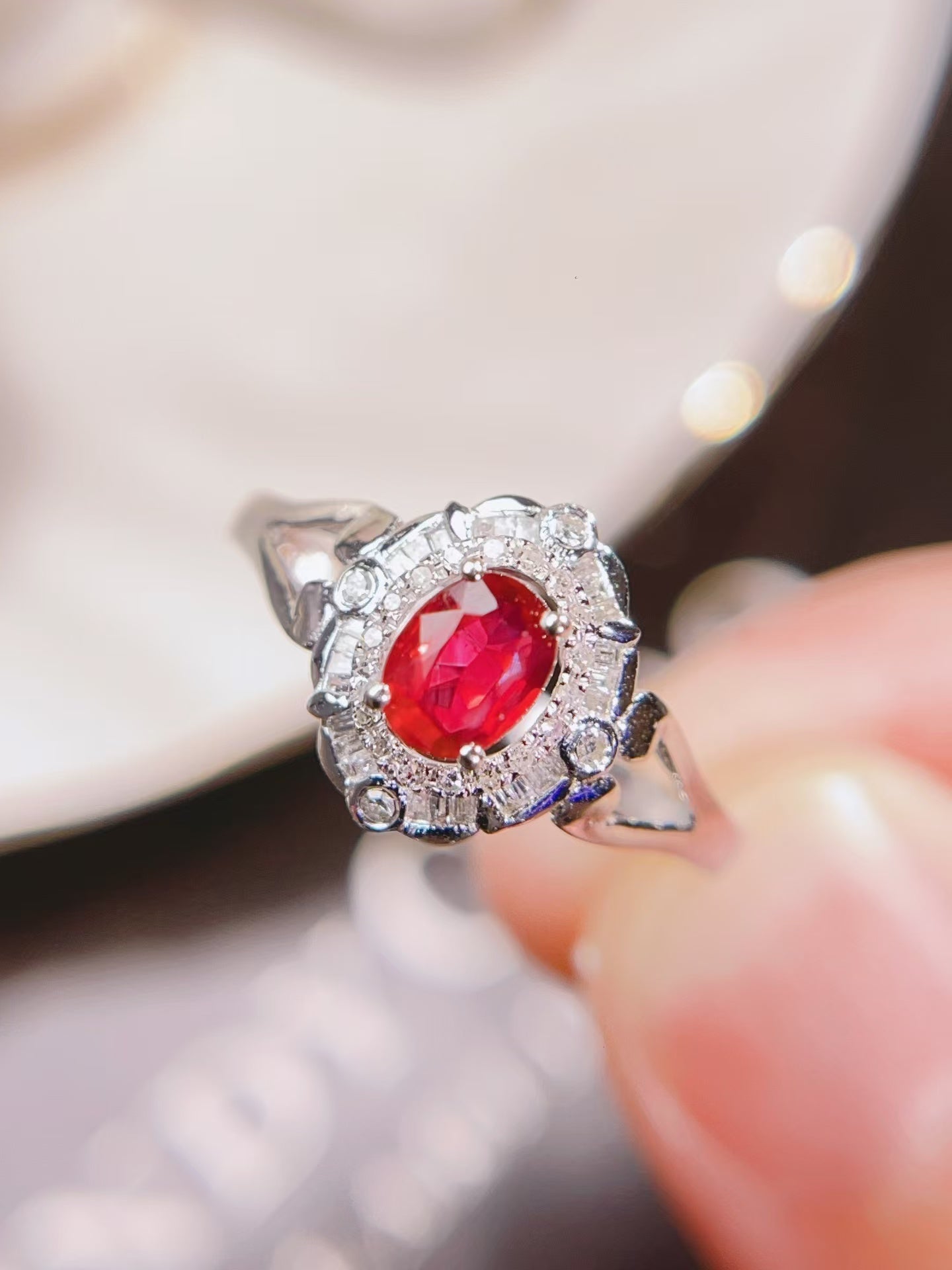 18K gold inlaid natural unheated ruby ring