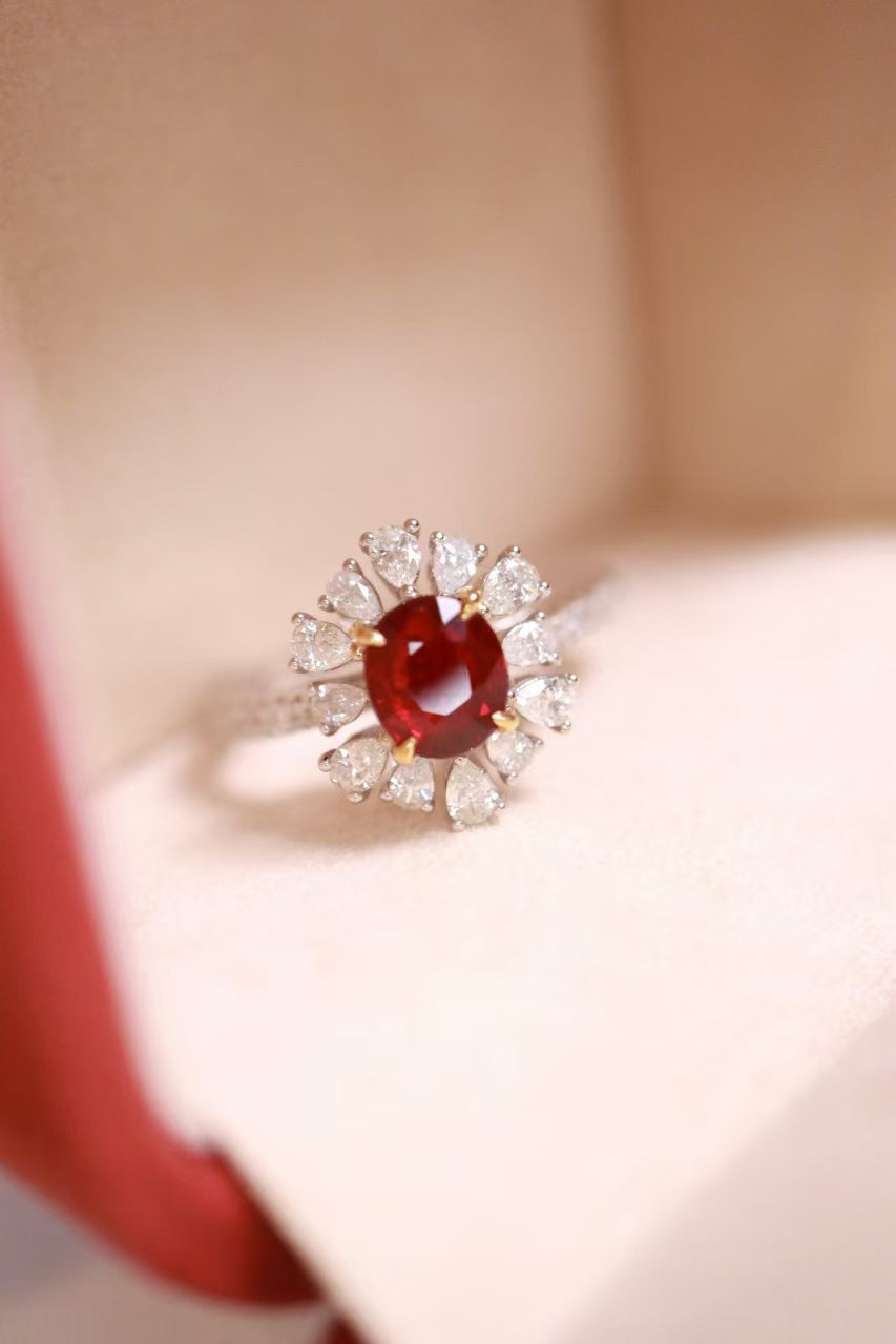 18k unheated ruby ring pigeon blood red