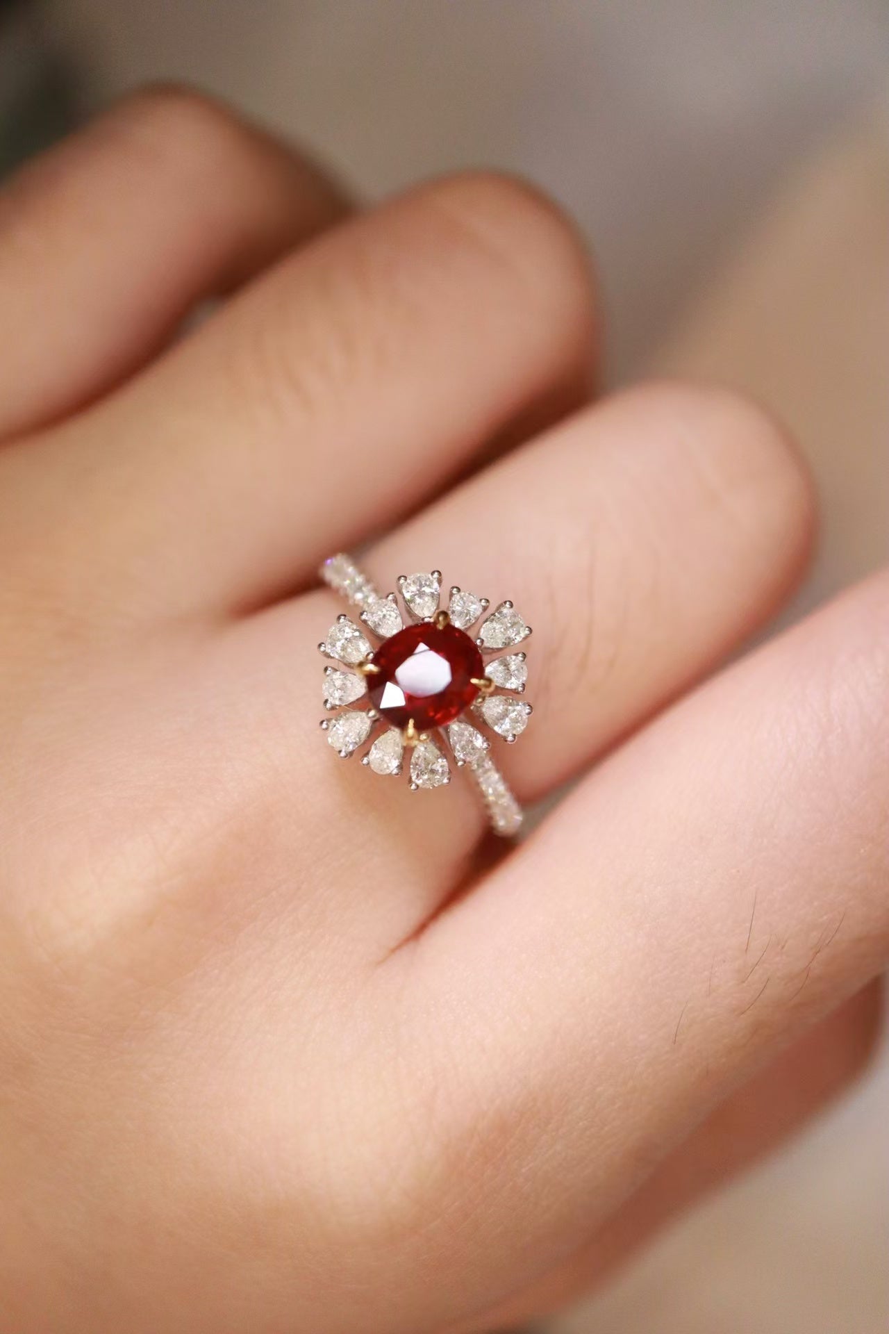 18k unheated ruby ring pigeon blood red