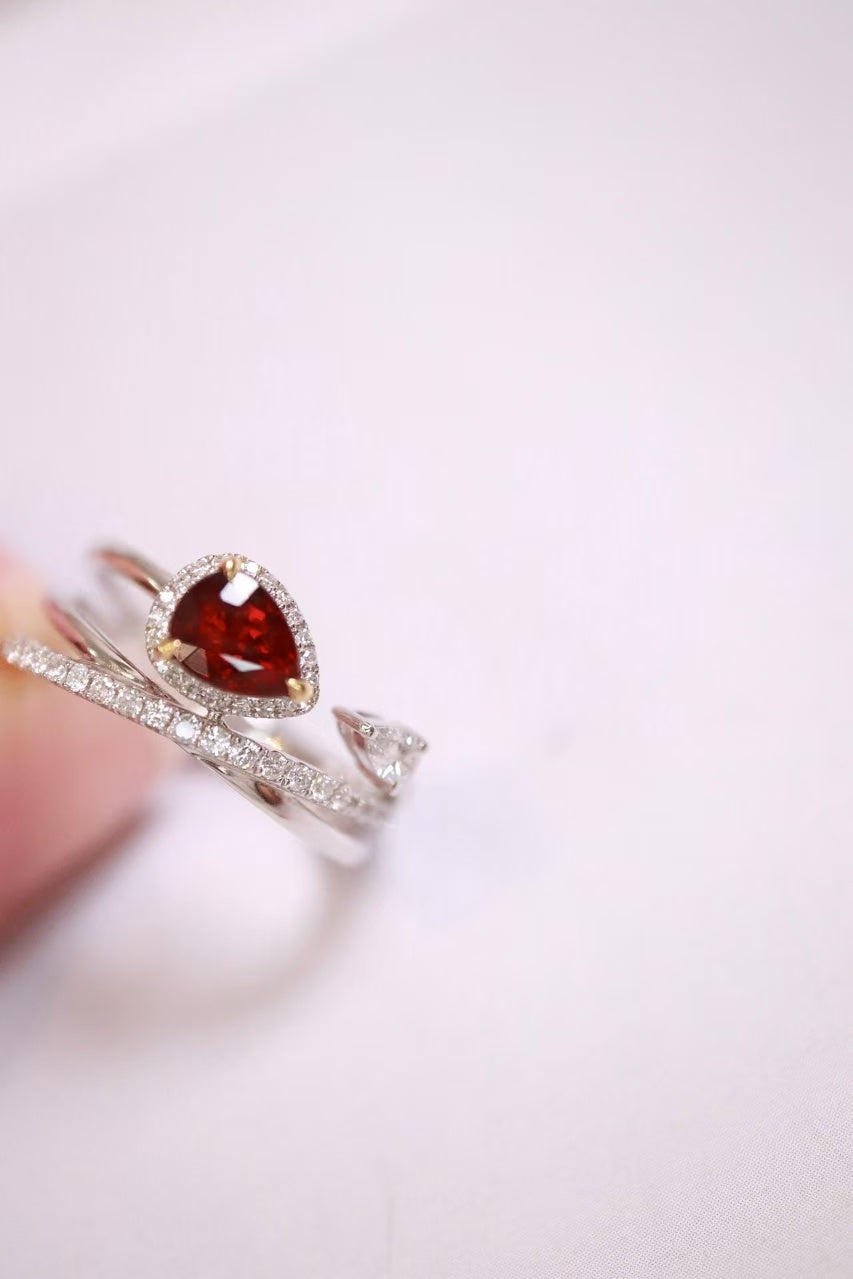 18K unheated ruby ring, pigeon blood red