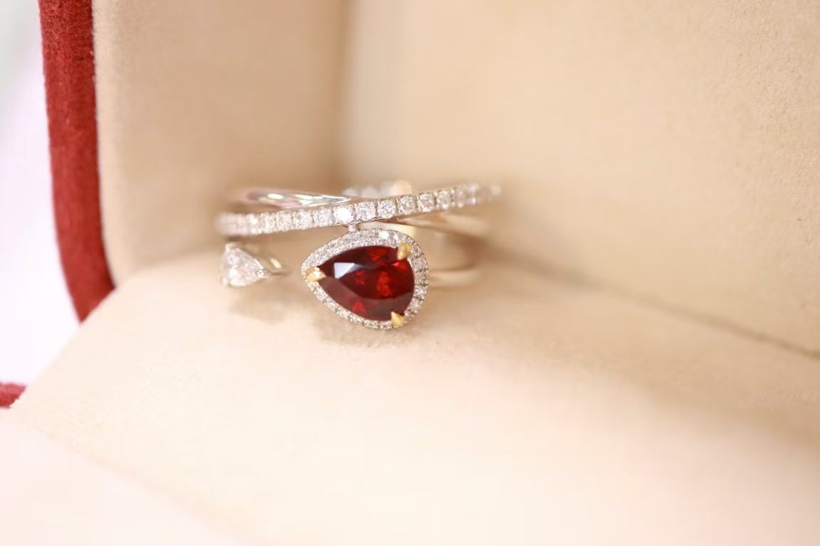 18K unheated ruby ring, pigeon blood red