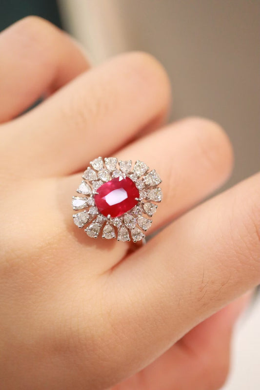 18k unheated ruby ring, pendant dual-purpose model pigeon blood red