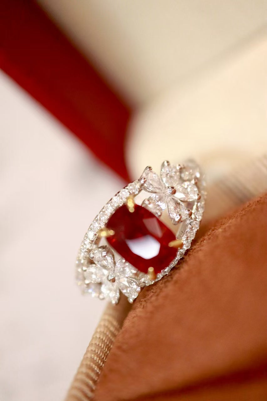 18k unheated ruby ring pigeon blood red