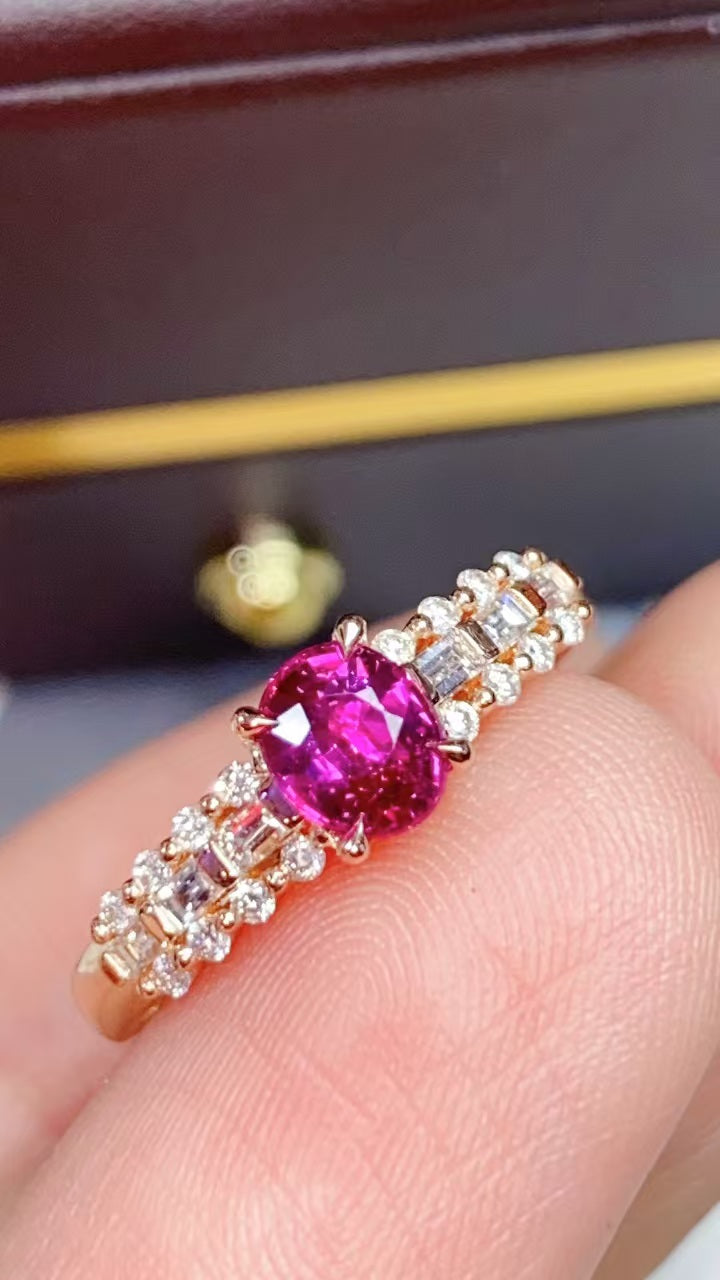 Unheated ruby 18K gold ring!