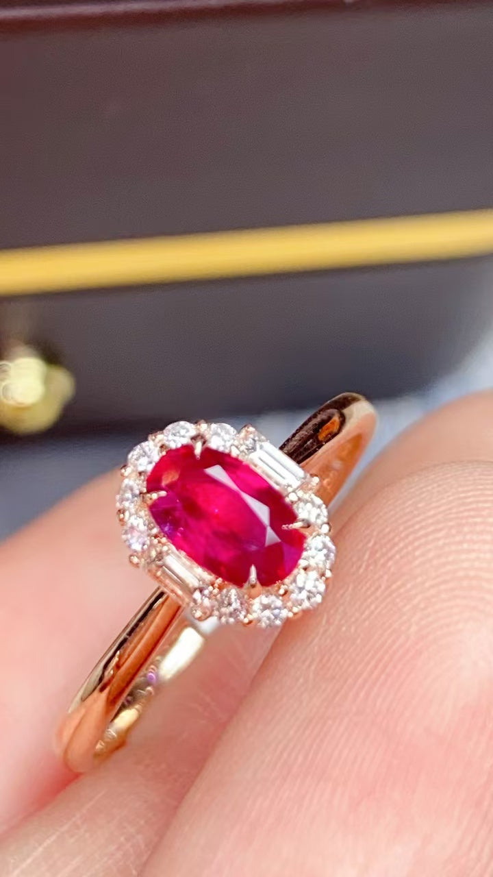 Unheated ruby 18K gold ring!