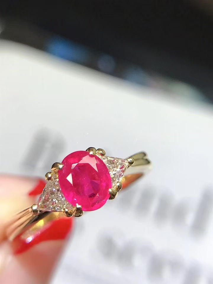 18K gold ruby ring,