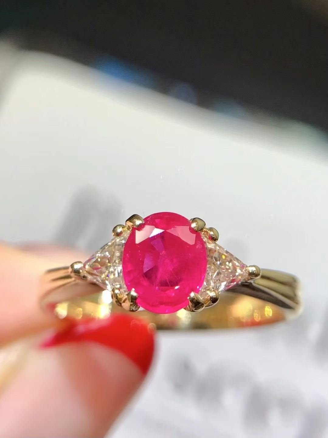 18K gold ruby ring,