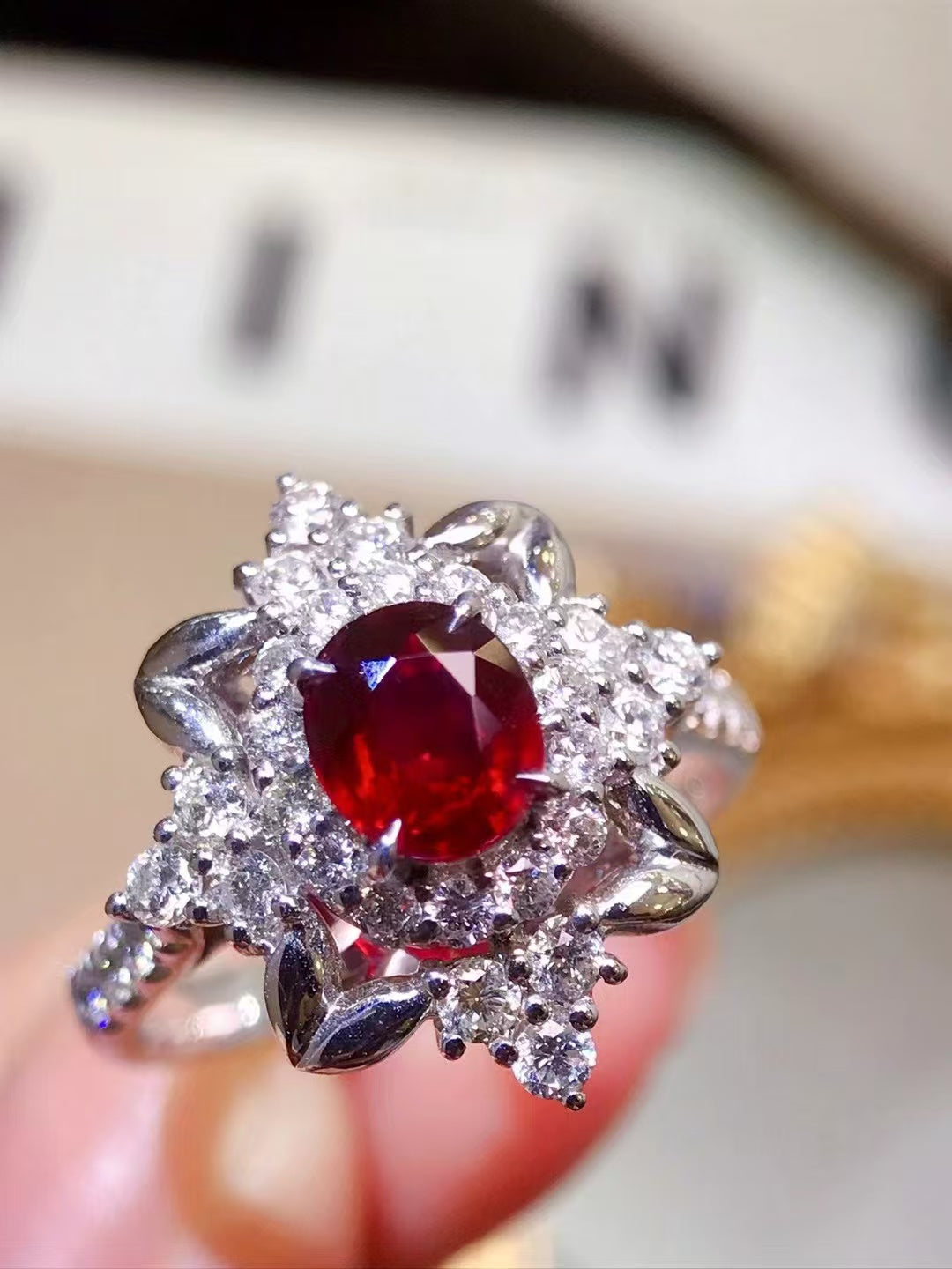 Unheated ruby ring💍"Pigeon Blood" pigeon blood red!