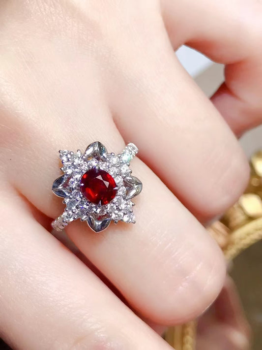 Unheated ruby ring💍"Pigeon Blood" pigeon blood red!