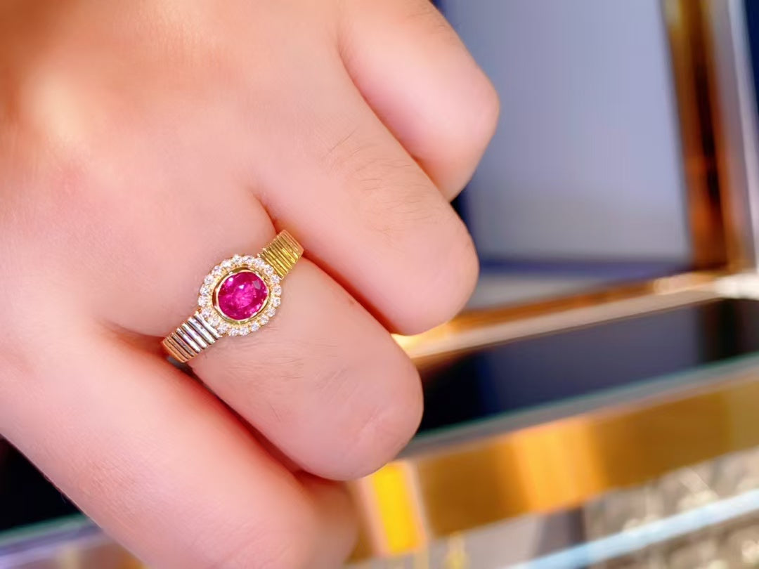 Unheated ruby 18K gold ring!