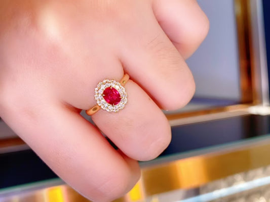 Unheated ruby 18K gold ring!