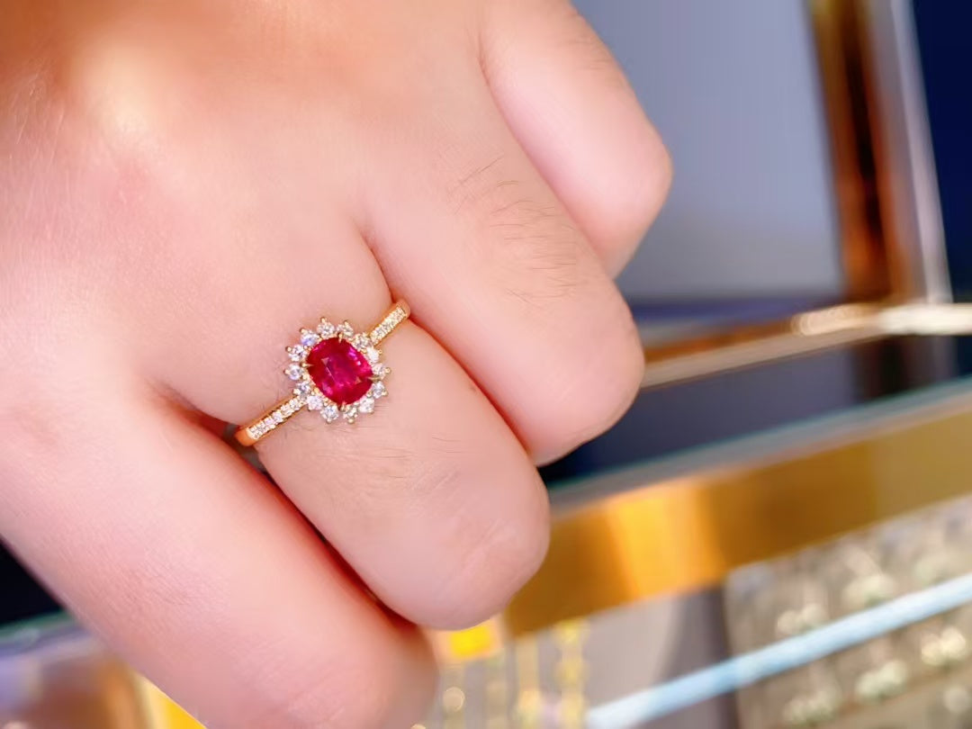 Unheated ruby 18K gold ring!