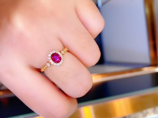 Unheated ruby 18K gold ring!