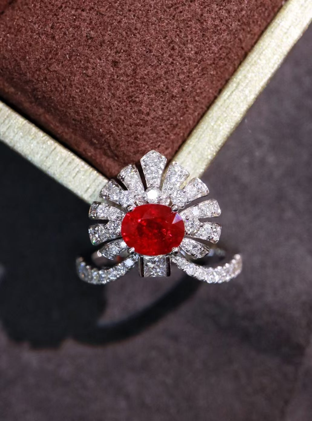 18K gold natural ruby ring💍