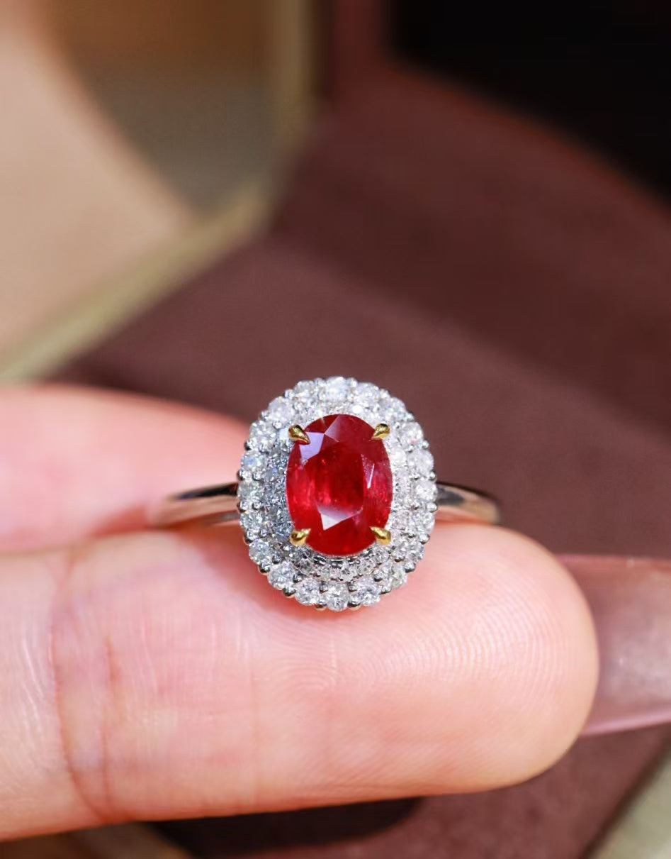 18K gold natural ruby ring💍