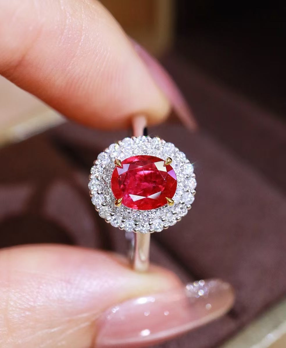 18K gold natural ruby ring💍