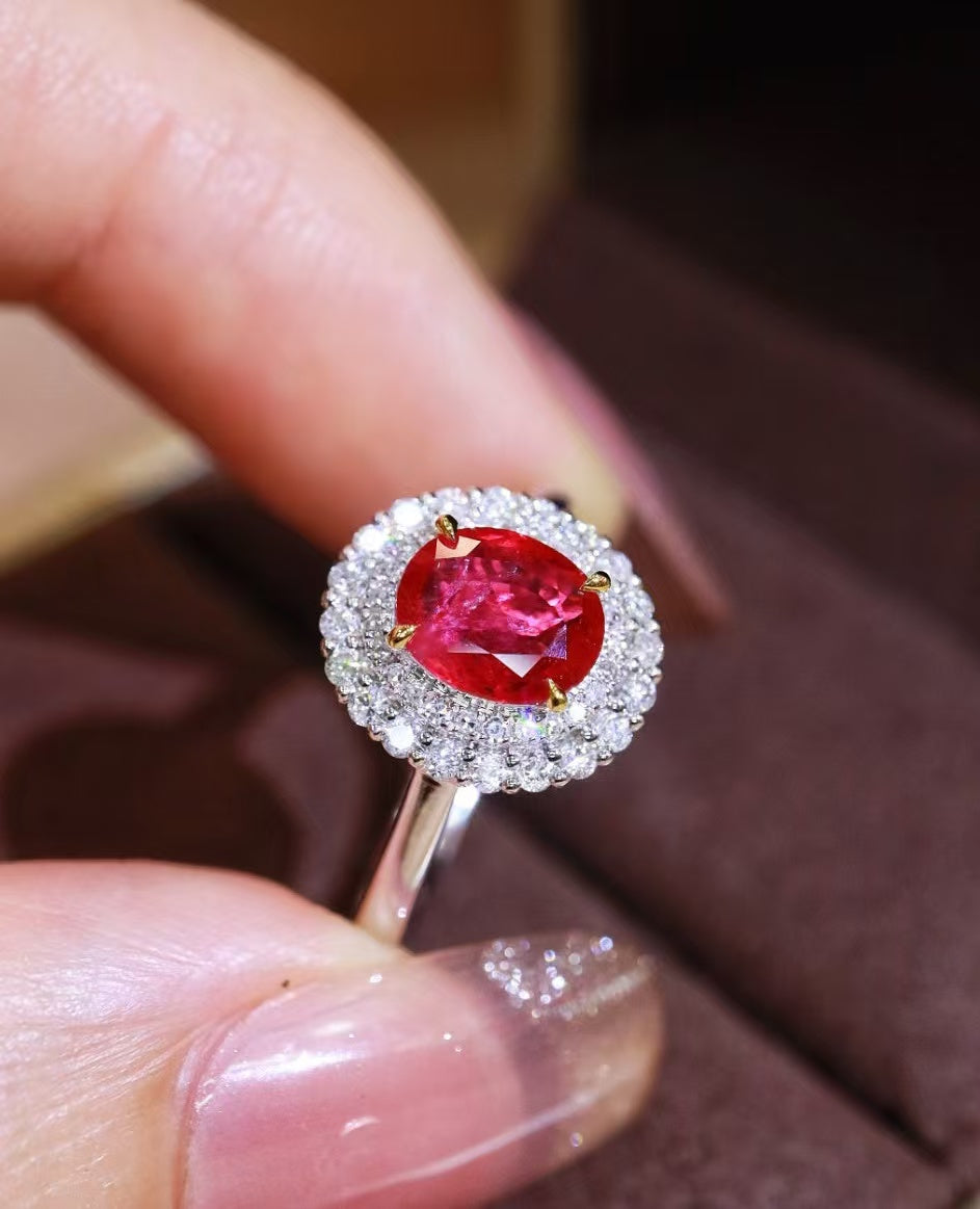 18K gold natural ruby ring💍