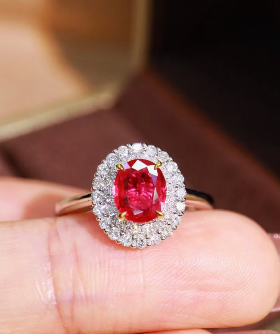 18K gold natural ruby ring💍