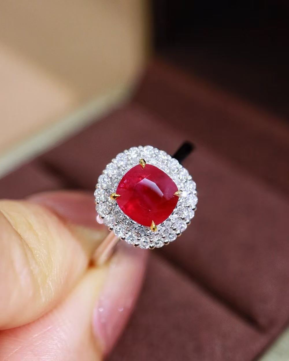 18K gold natural ruby ring💍