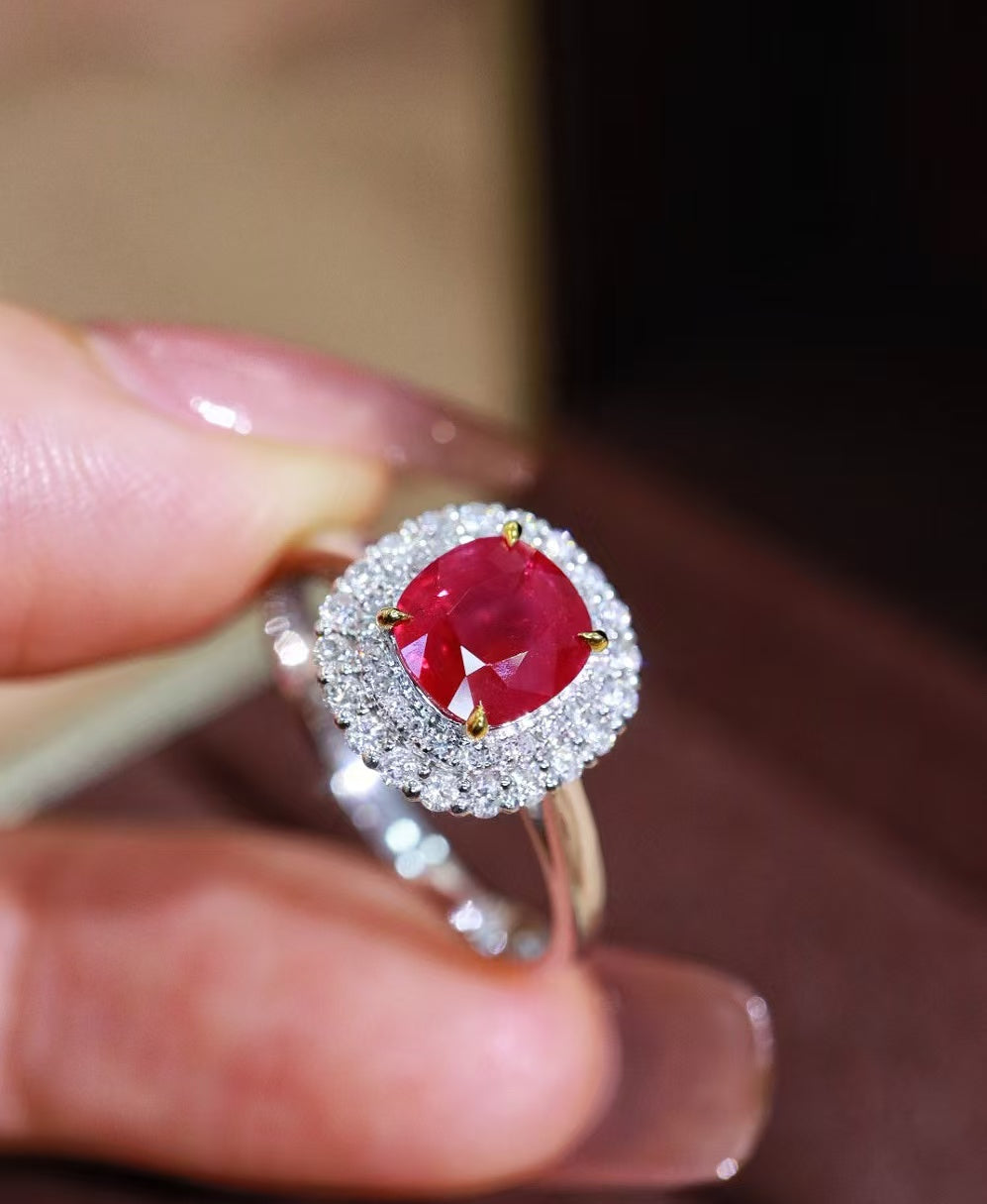 18K gold natural ruby ring💍