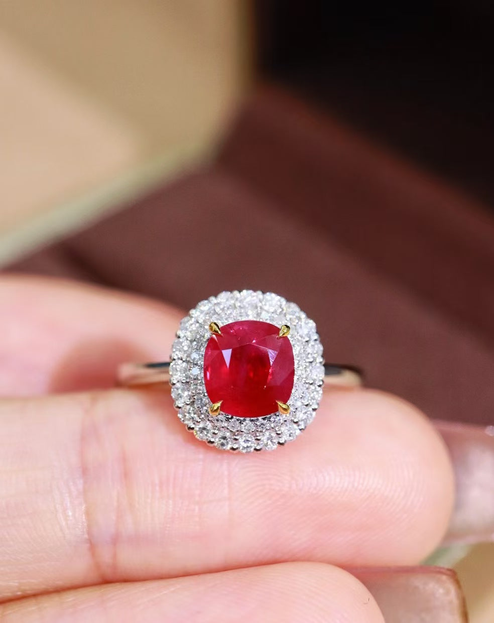 18K gold natural ruby ring💍