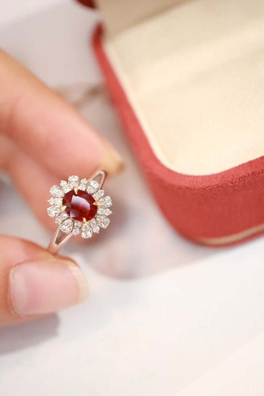 18k unheated ruby ring, pigeon blood red