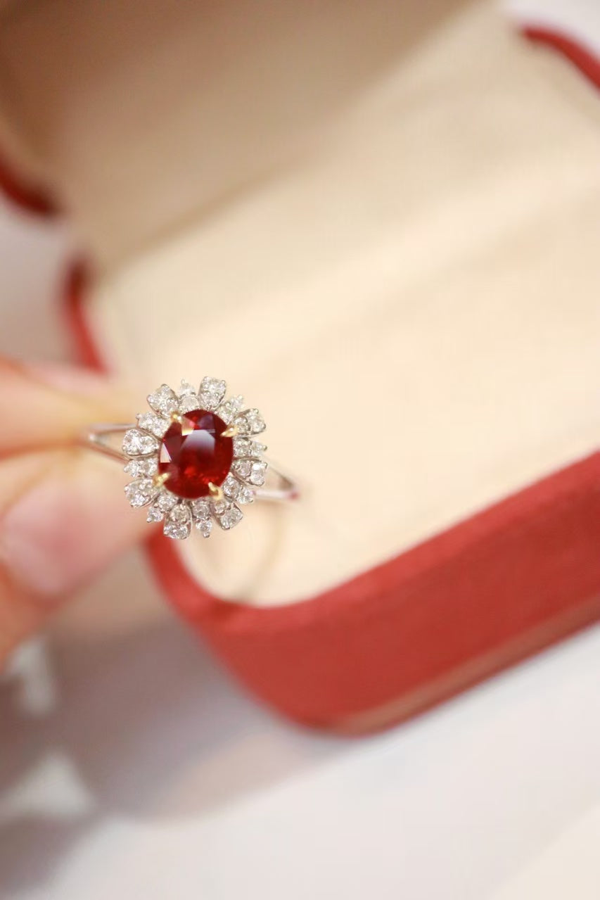 18k unheated ruby ring, pigeon blood red