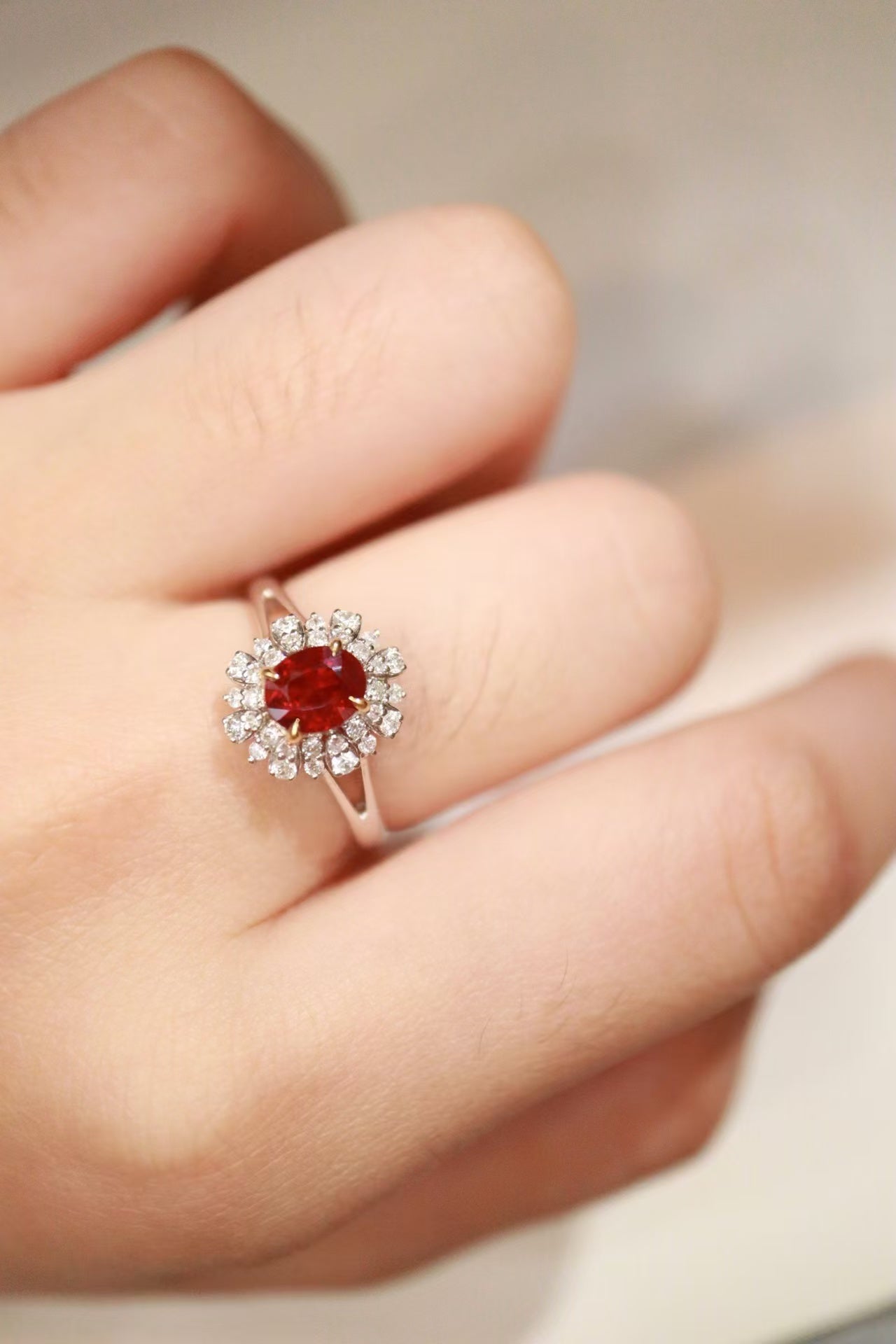 18k unheated ruby ring, pigeon blood red