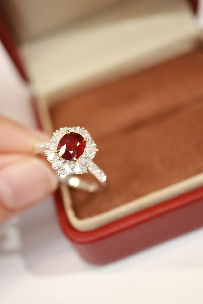 18k unheated ruby ring pigeon blood red