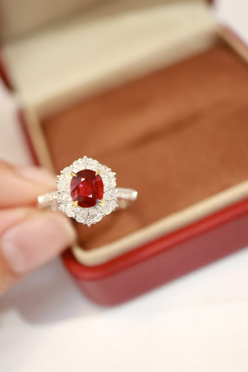 18k unheated ruby ring pigeon blood red