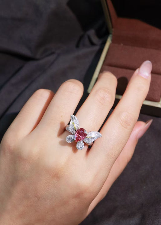 18K unheated pink sapphire ring💍 pendant dual-use