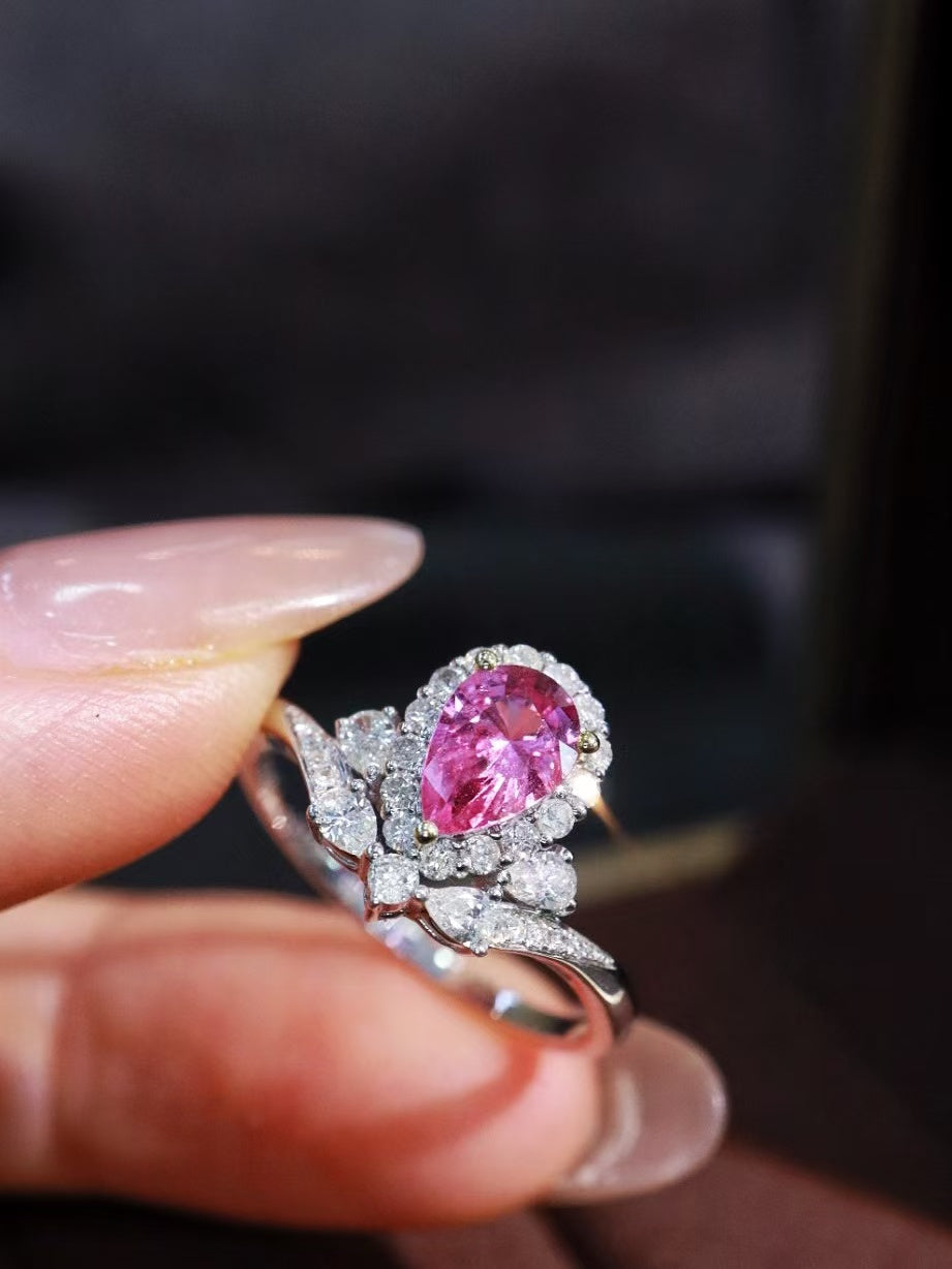 18K unheated pink sapphire ring💍