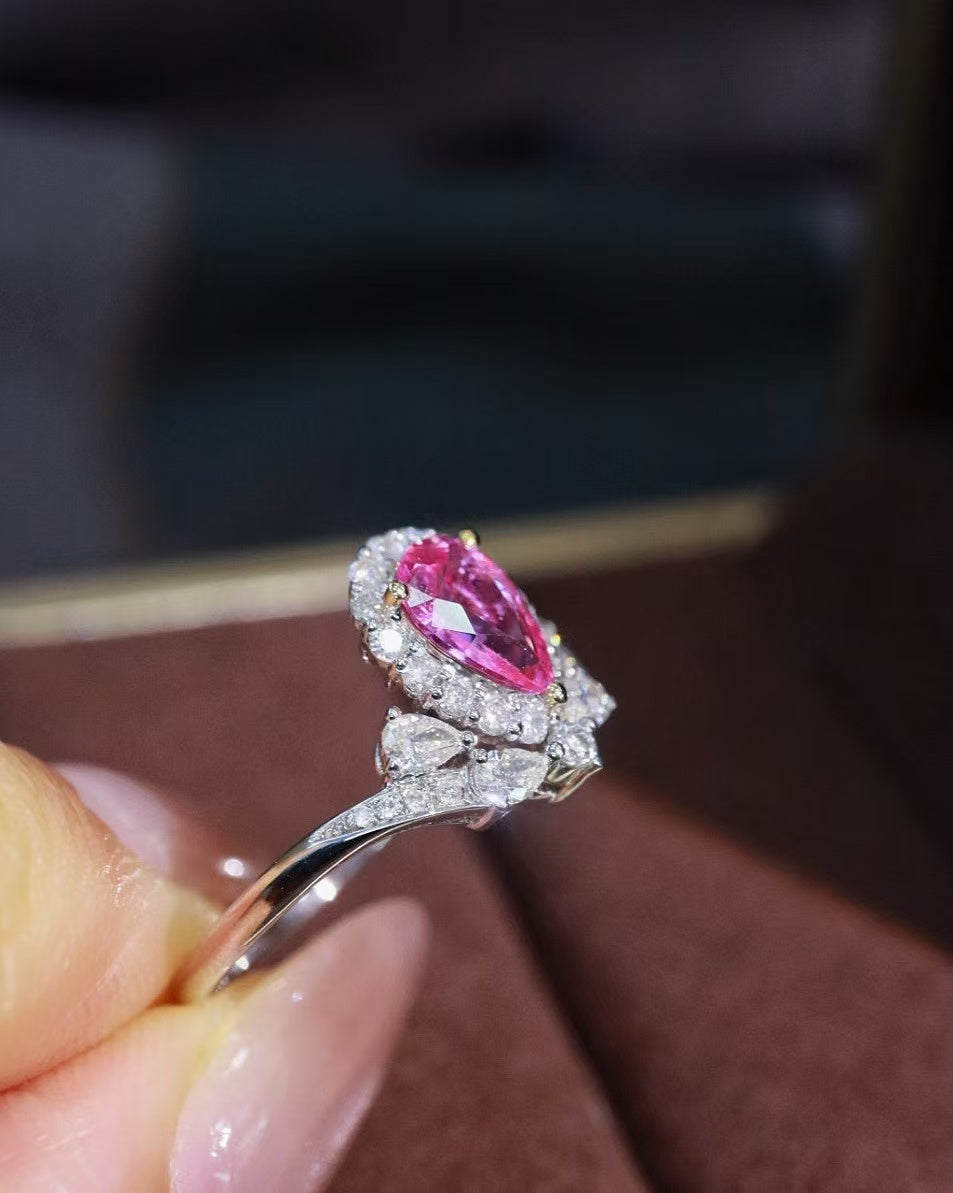 18K unheated pink sapphire ring💍