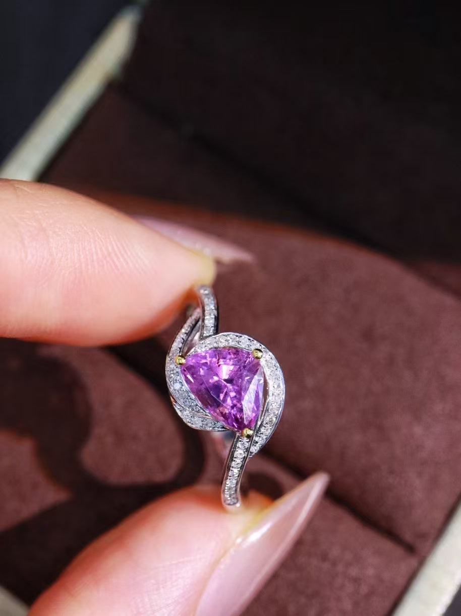 18K gold unheated purple sapphire ring💍