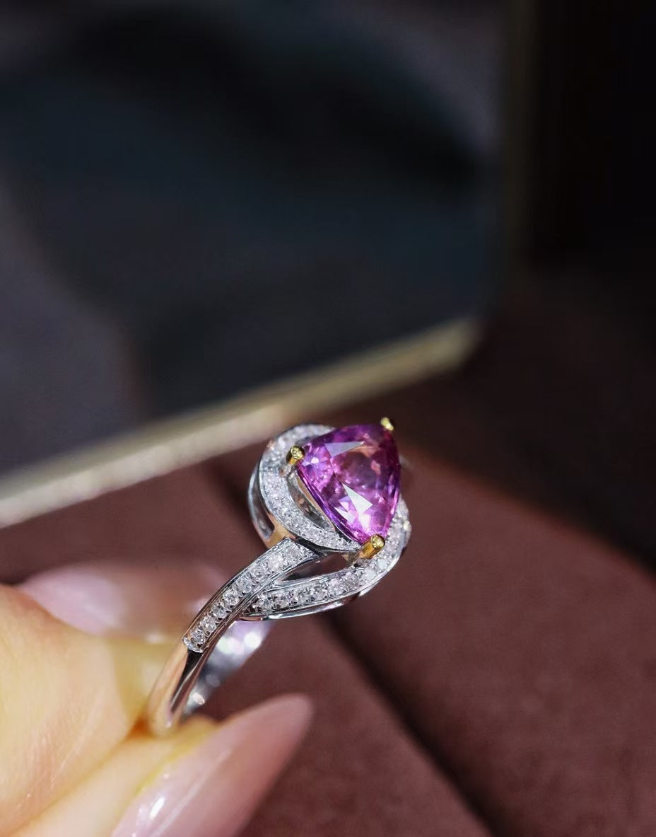 18K gold unheated purple sapphire ring💍